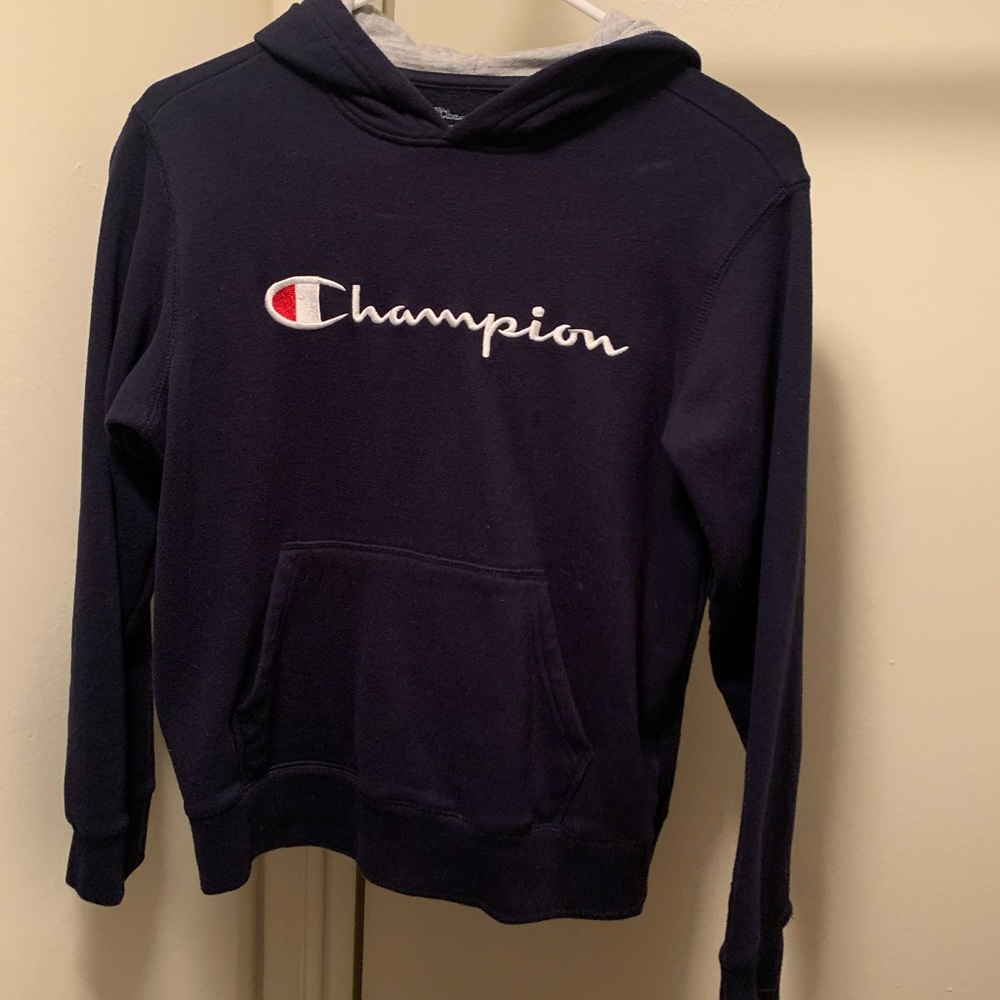 navy blue champion hoodie